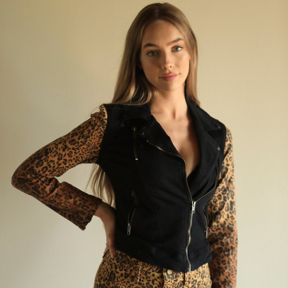 Guess Leopard-Print Denim Jacket